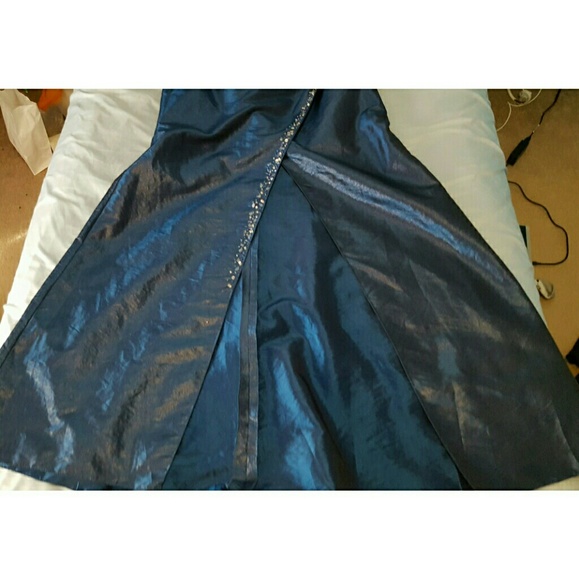 Strapless Dark Blue Prom Dress - Picture 4 of 8